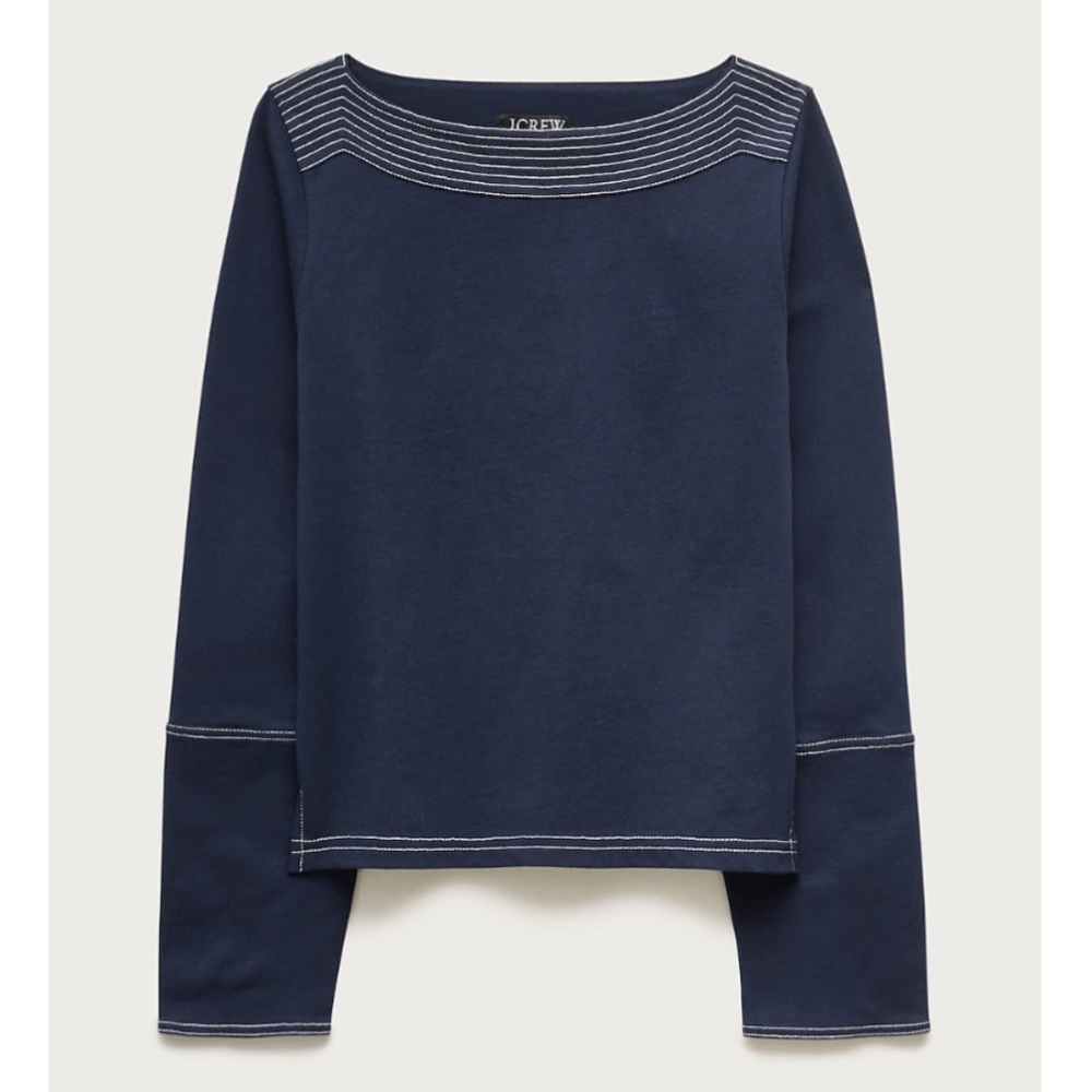 J. Crew Mariner jersey contrast-stitch long-sleeve shirt.